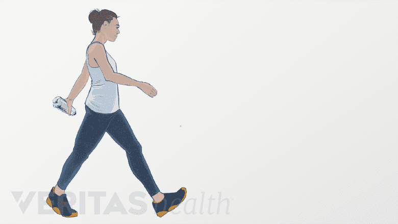 Graphic of a woman walking.
